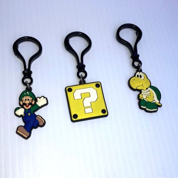 MARIO BROS Backpack Lunchbox Purse Charm Luigi Koopa Troopa Question Mark Trio - Picture 10 of 11